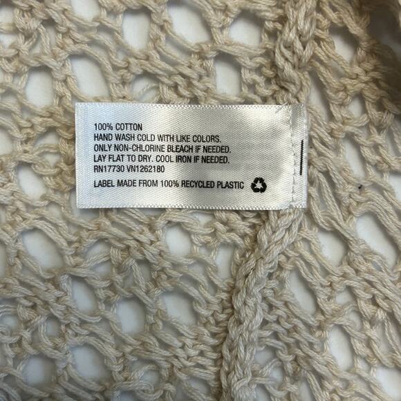 Open‎ Knit Crochet Fringe Plus XXL Festival Boho Beige Cardigan Sweater Mossimo - Picture 4 of 4